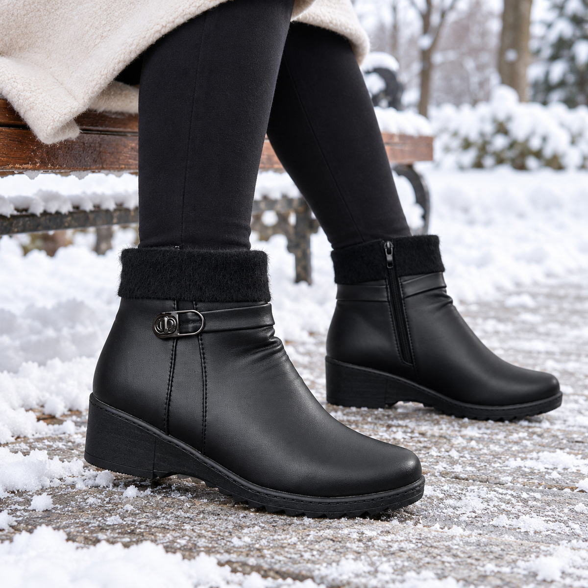 Botki damskie (37-42, 12par) D58-1 BLACK