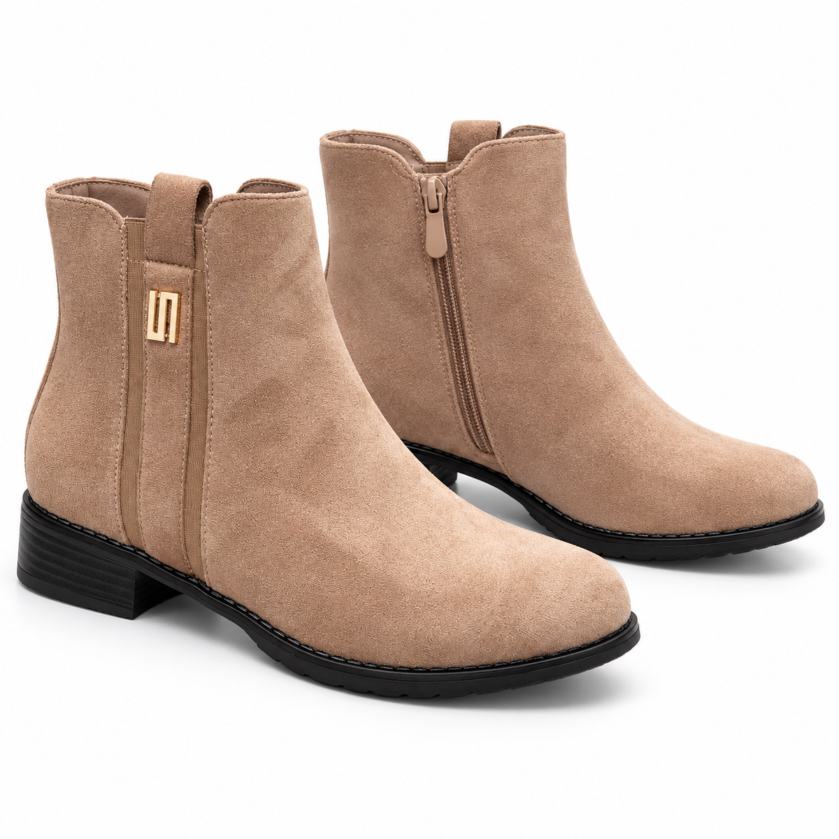 Botki na płaskim (36-41, 12par) H2178C KHAKI