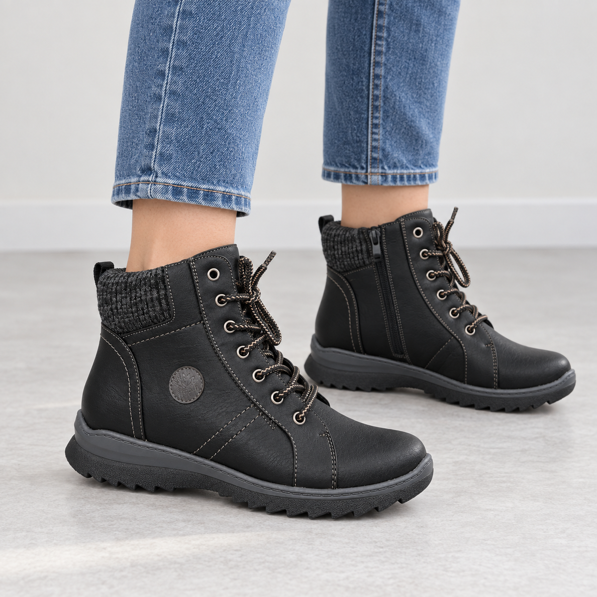 Botki Damskie (36-42) 12Par 9819-9 ALL BLACK