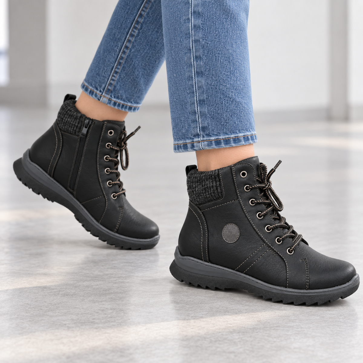 Botki Damskie (36-42) 12Par 9819-9 ALL BLACK