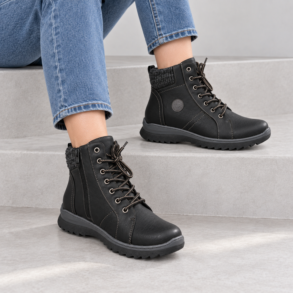 Botki Damskie (36-42) 12Par 9819-9 ALL BLACK
