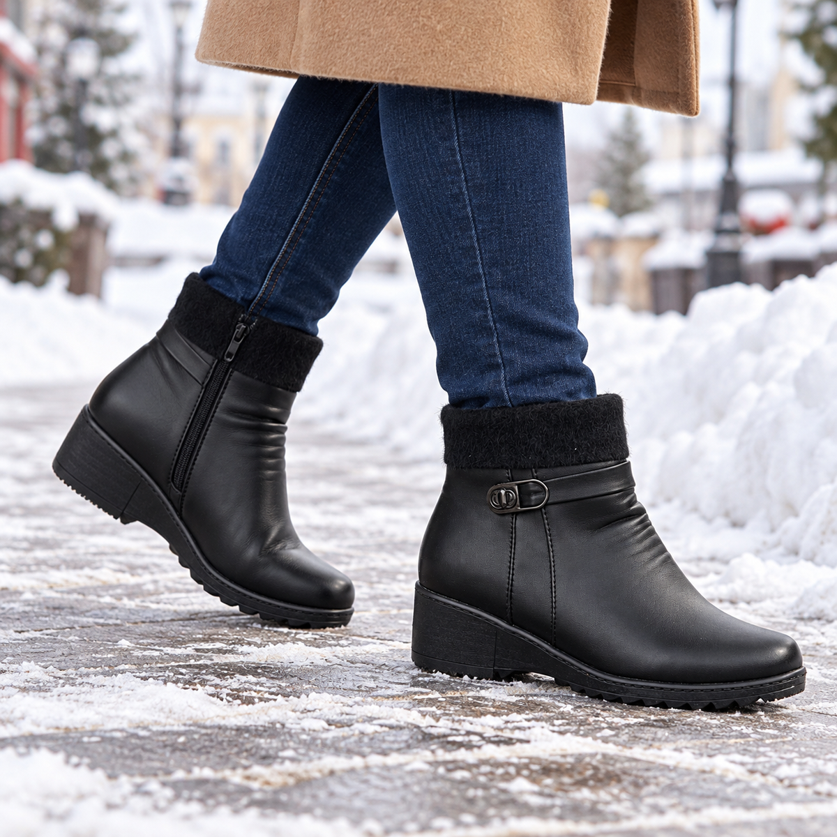Botki damskie (37-42, 12par) D58-1 BLACK