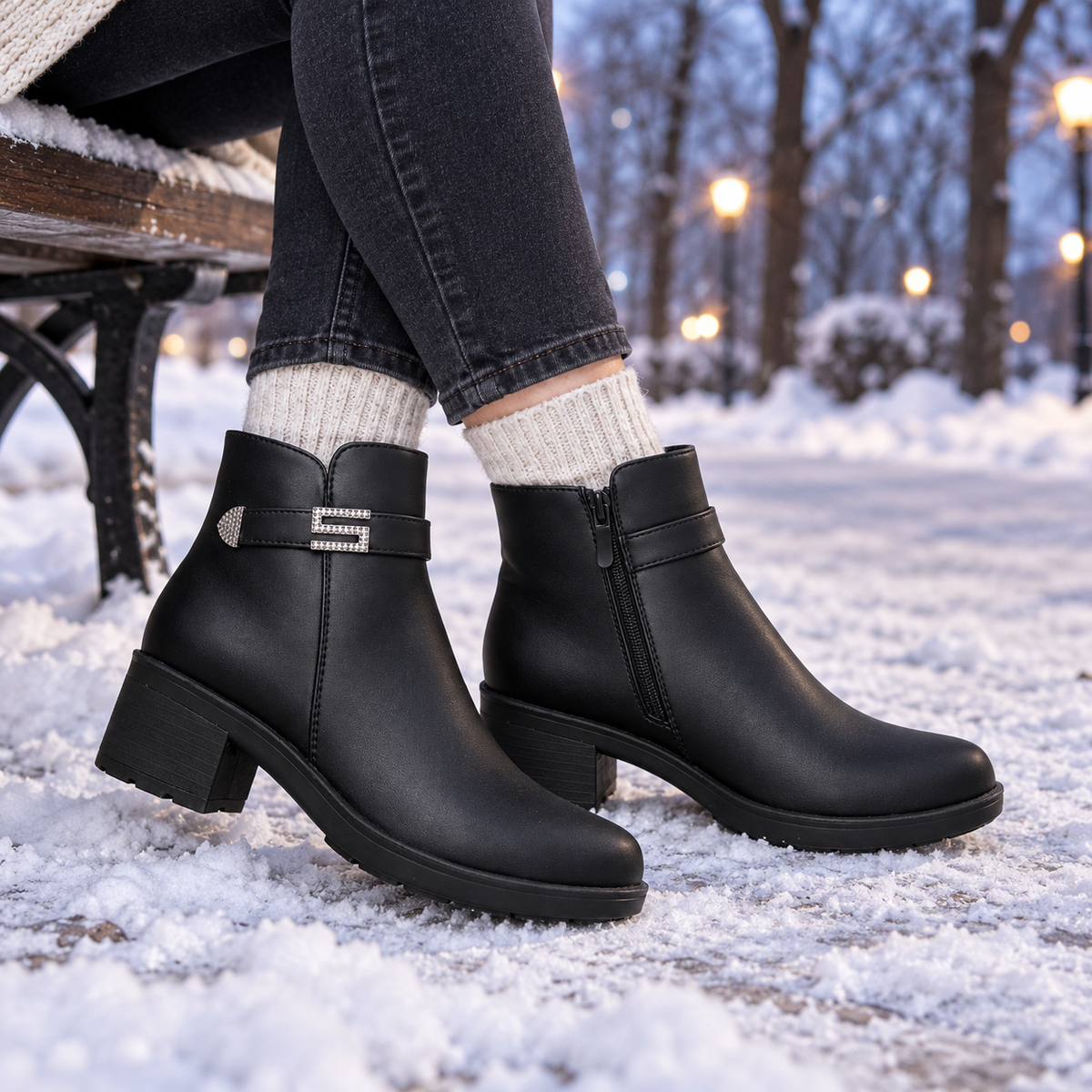 Botki damskie (36-41, 12par) 22T16-1 BLACK
