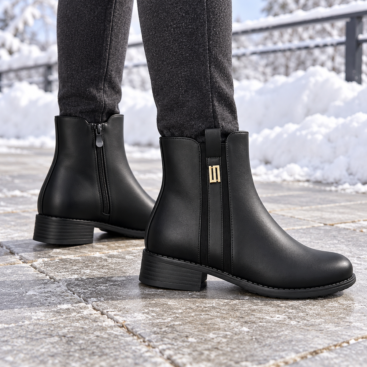 Botki na płaskim (36-41, 12par) H2178B BLACK