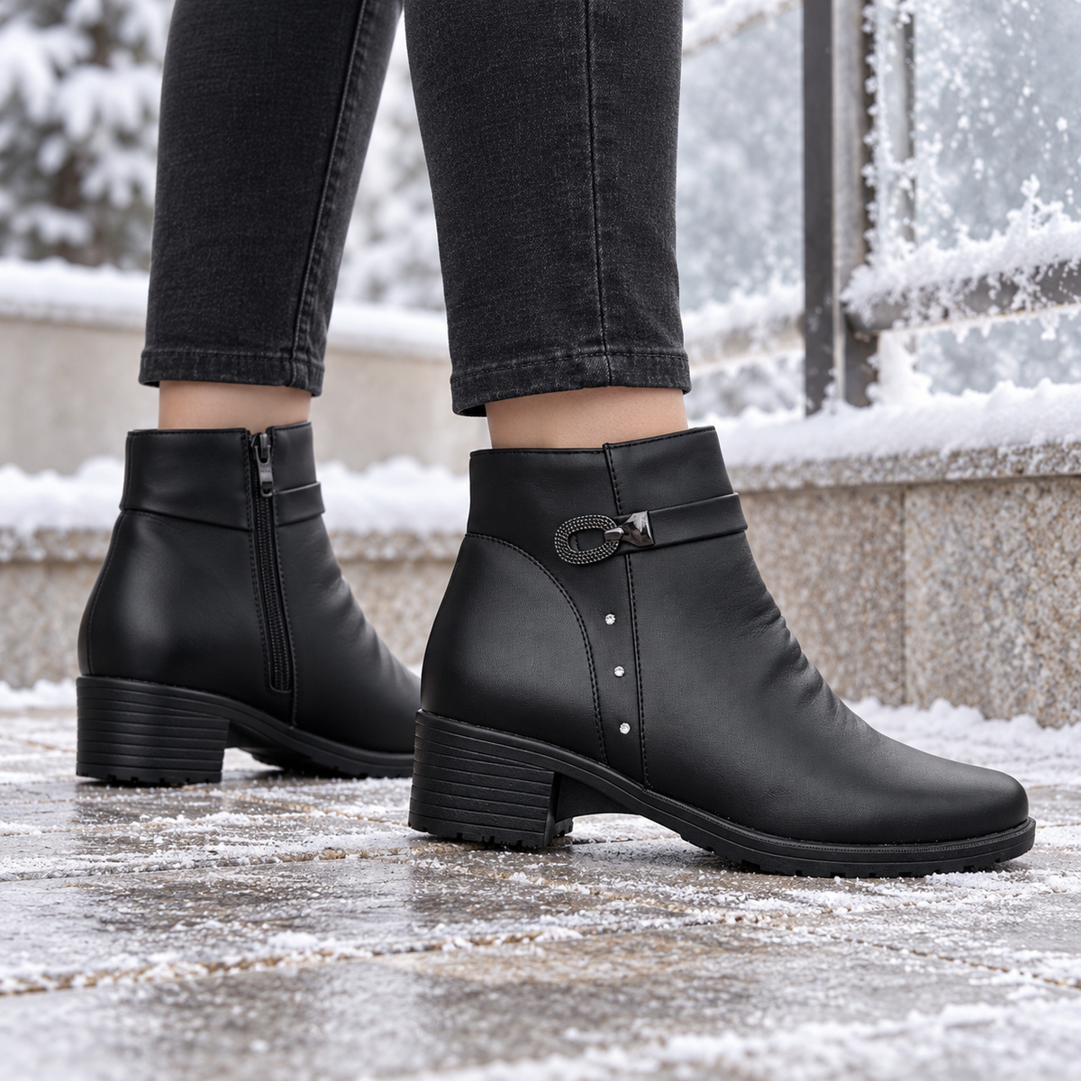 Botki Damskie (37-42) 12Par D92-1 BLACK