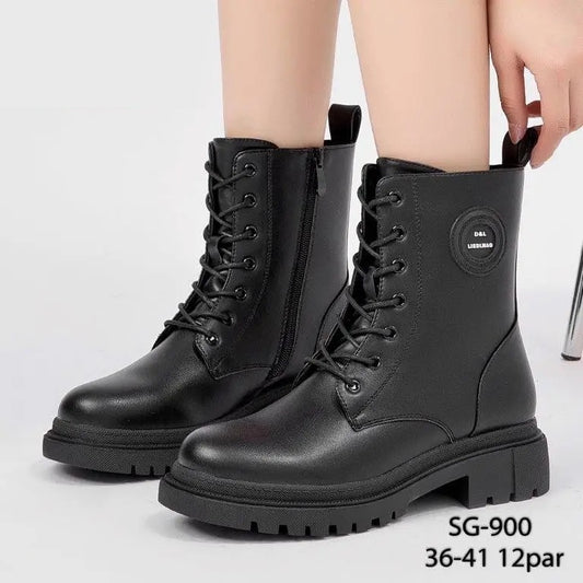Botki na płaskim damskie (36-41, 12par) SG-900 BLACK
