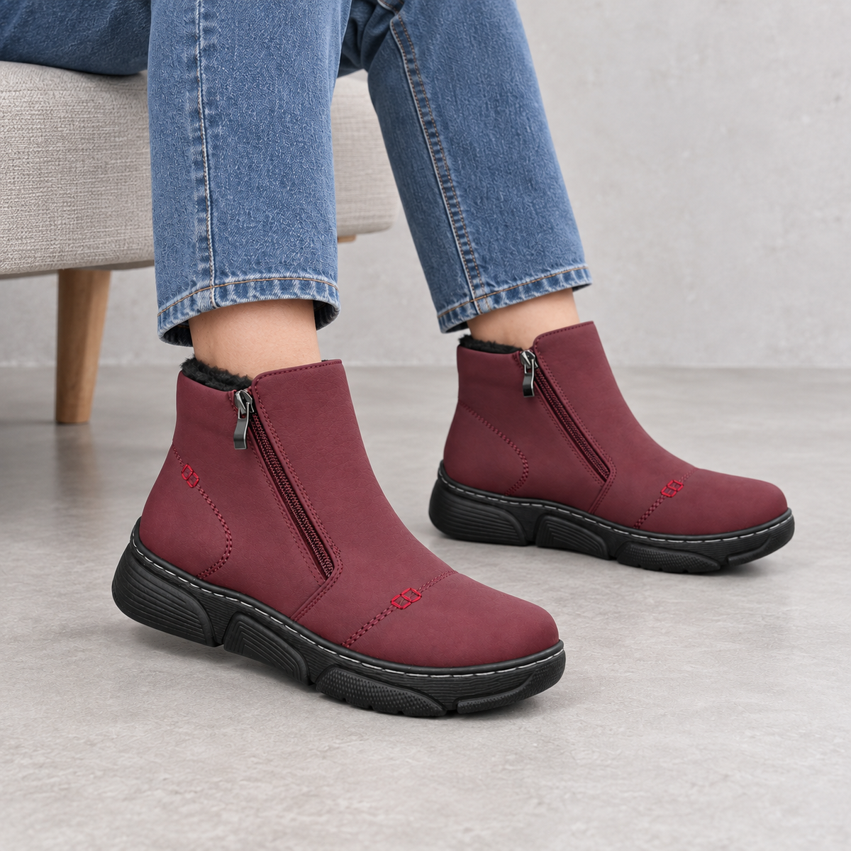 Botki Damskie (36-42) 12Par D26331-7 RED