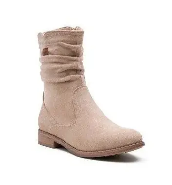 Botki na płaskim damskie (36-41, 12par) LH109 KHAKI