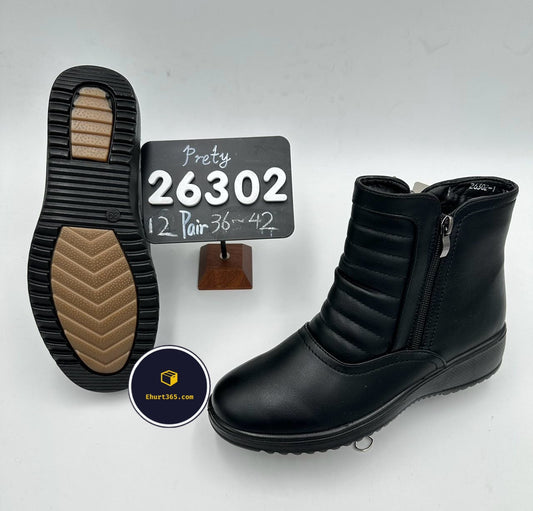 Botki na koturnie (36-42, 12par) 26302 BLACK