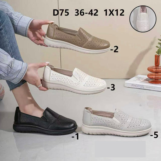 Buty damskie wsuwane, ażurowe (perforowane), lekkie półbuty D75