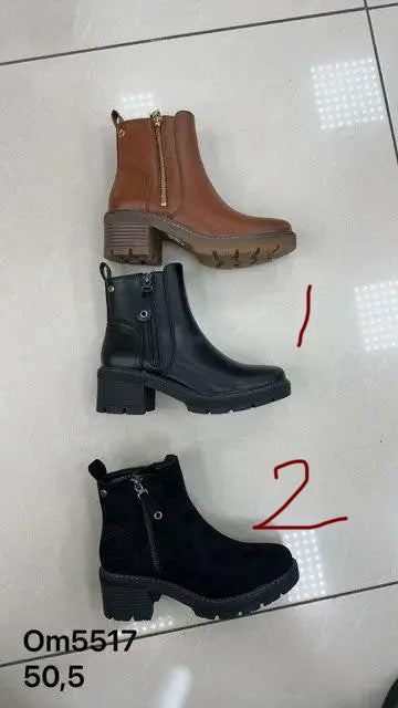 Botki na obcasie (36-41, 12par) Om5517 BLACK BROWN