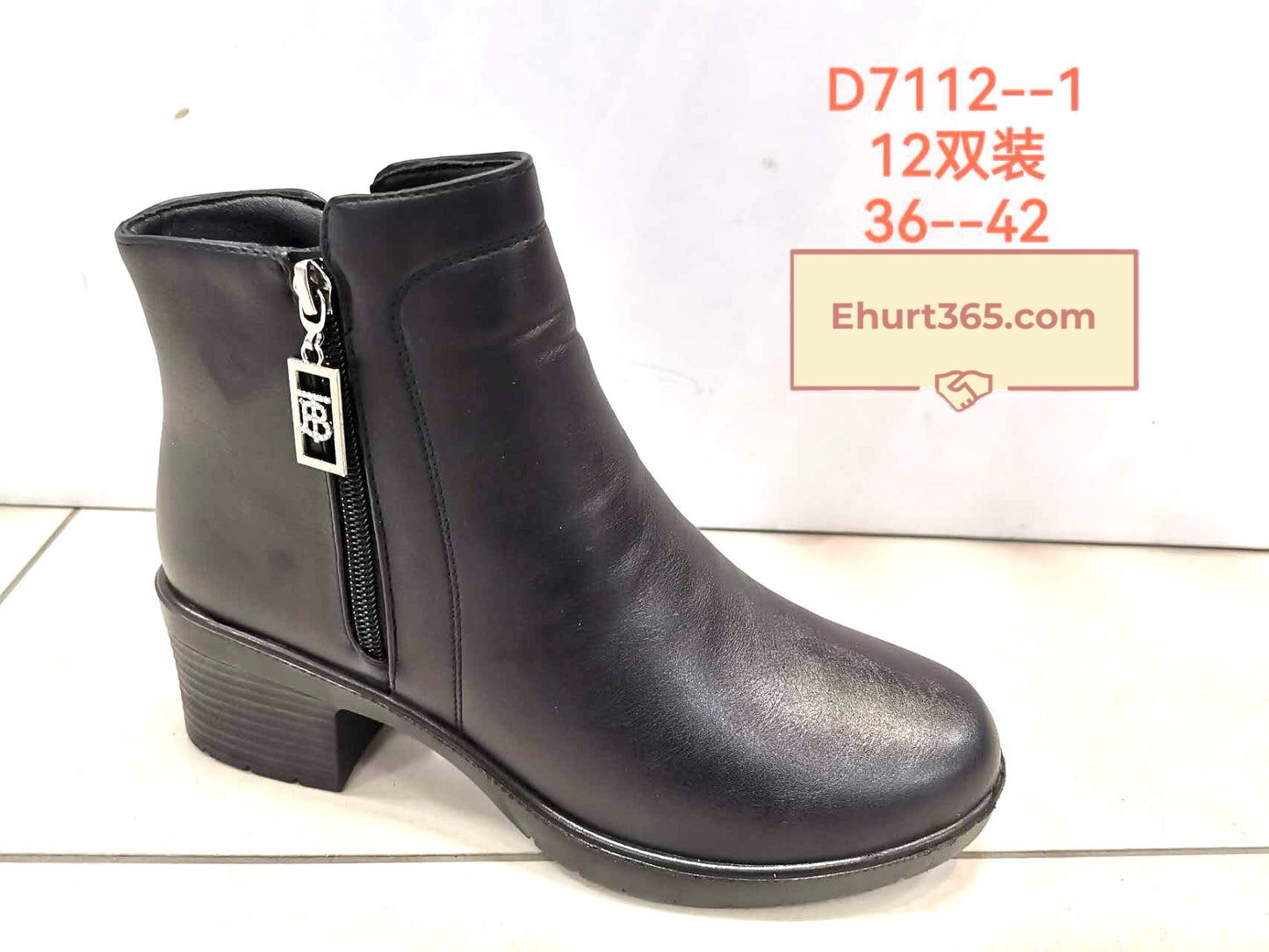 Botki Damskie (36-42) 12Par D7112-1 BLACK