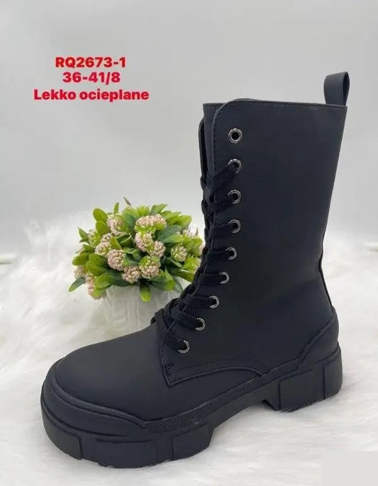 Botki na płaskim- LEKKO OCIEPLANE (36-41, 8par) RQ2673-1 BLACK