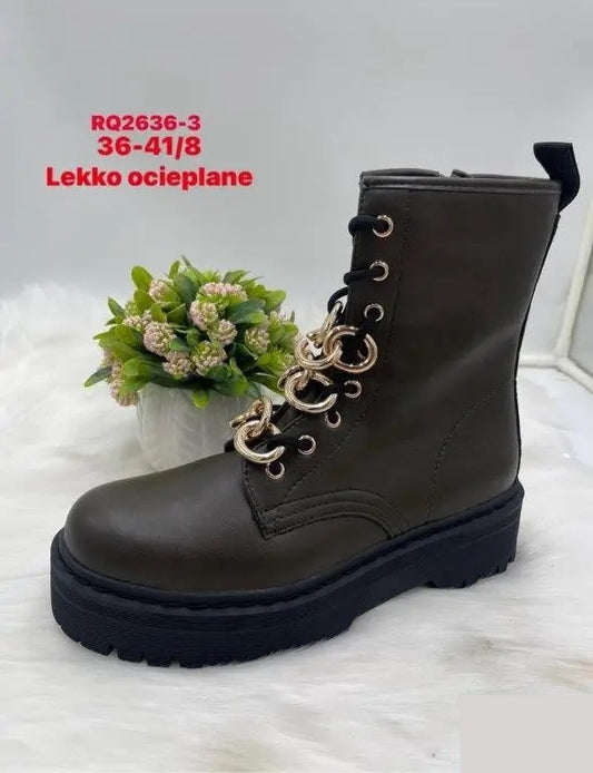 Botki na płaskim- LEKKO OCIEPLANE (36-41, 8par) RQ2636-3 GREY