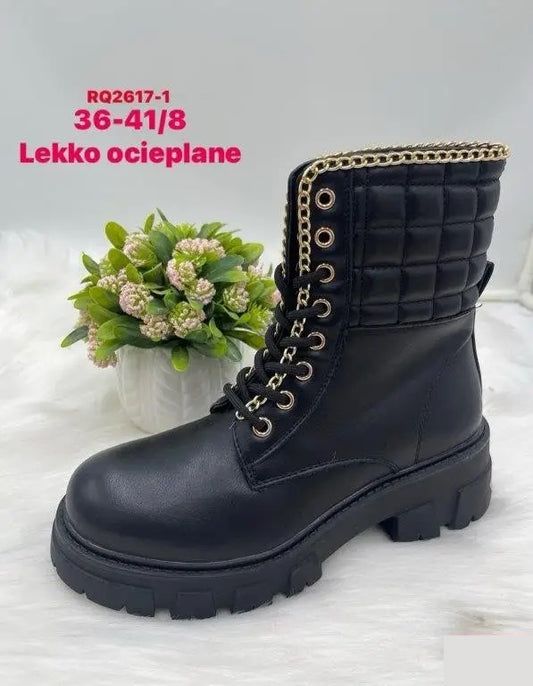 Botki na płaskim- LEKKO OCIEPLANE (36-41, 8par) RQ2617-1 BLACK