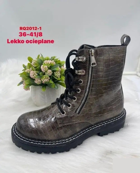 Botki na płaskim- LEKKO OCIEPLANE (36-41, 8par) RQ2012-1 GREY