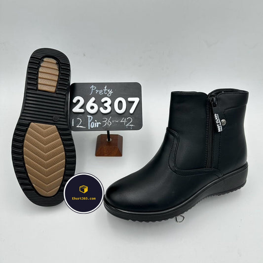 Botki na koturnie 
(36-42, 12par) 26307 BLACK