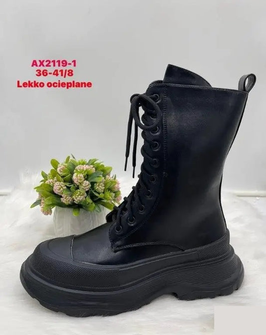 Botki na płaskim- LEKKO OCIEPLANE (36-41, 8par) AX2119-1 BLACK