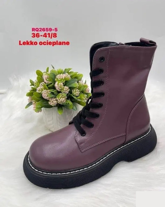Botki na płaskim- LEKKO OCIEPLANE (36-41, 8par) RQ2659-5 PURPLE