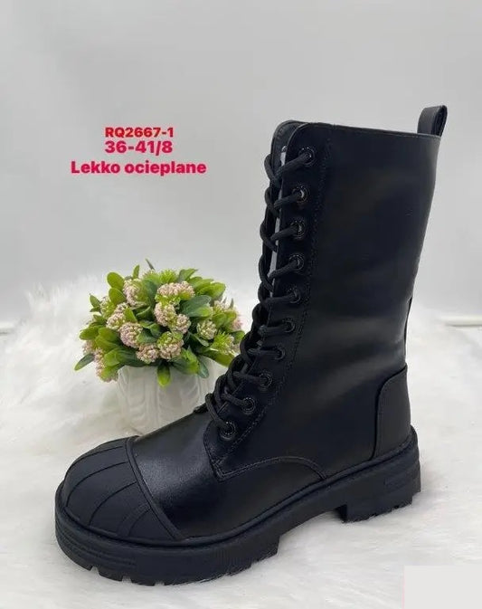 Botki na płaskim- LEKKO OCIEPLANE (36-41, 8par) RQ2667-1 BLACK