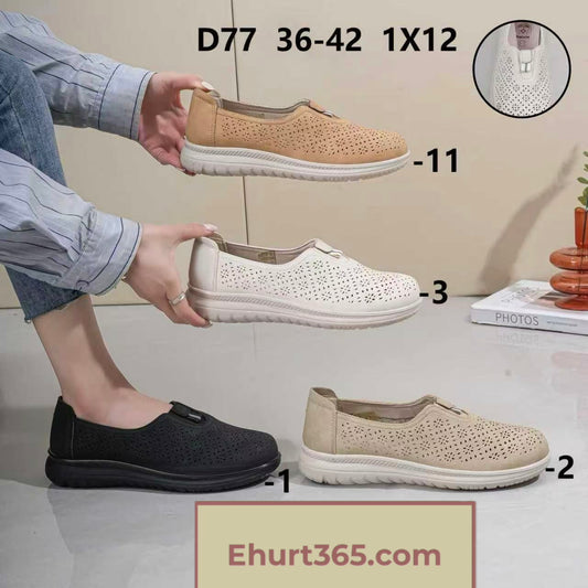 Buty damskie wsuwane, ażurowe (perforowane), lekkie półbuty D77