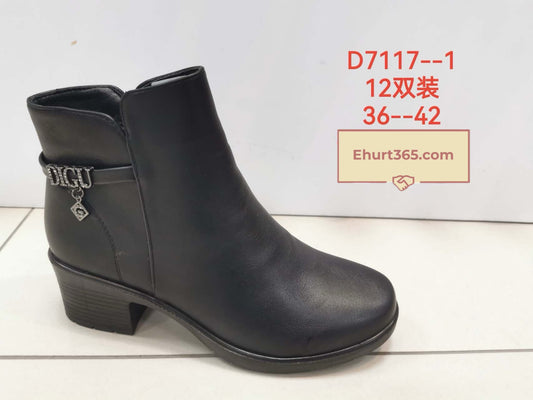 Botki Damskie (36-42) 12Par D7117-1 BLACK