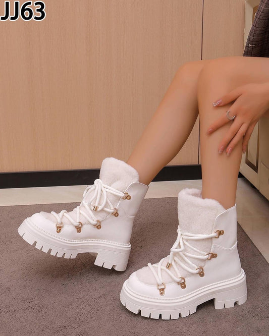 Botki damskie JJ63 WHITE