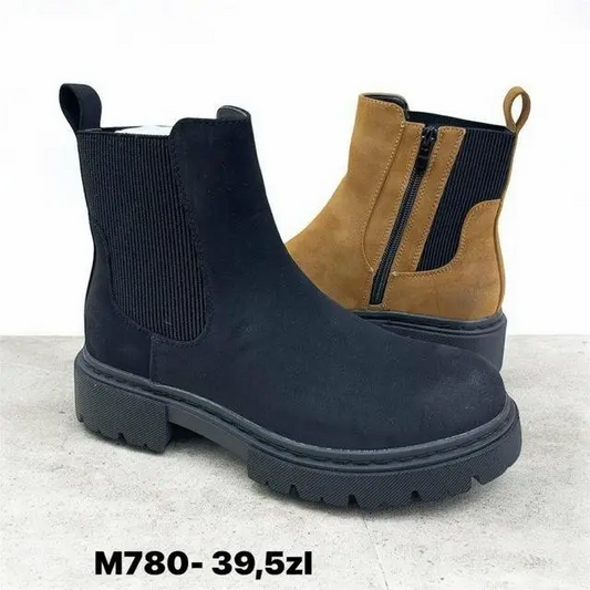 Botki na płaskim damskie M780-1BLACK