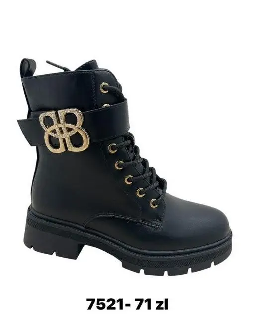 Botki na płaskim damskie AM7521 BLACK