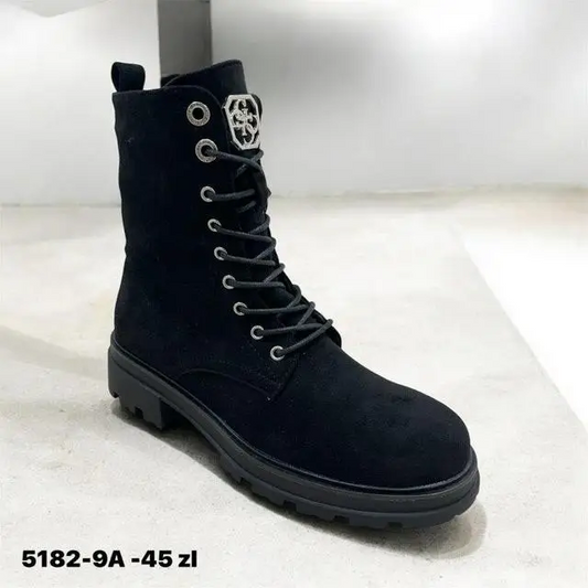 Botki na płaskim damskie 5182-9A BLACK