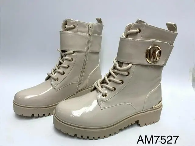 Botki na płaskim-OCIEPLANE (36-41, 12par) AM7527 BEIGE