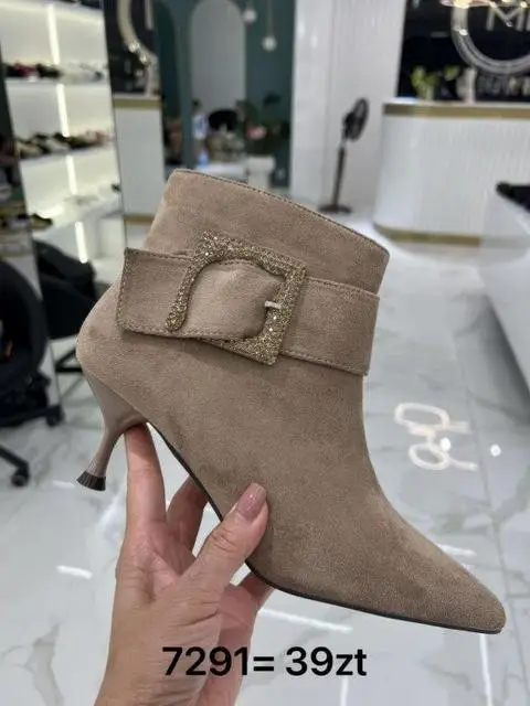 Botki na szpilce (36-41, 12par) 7291 KHAKI