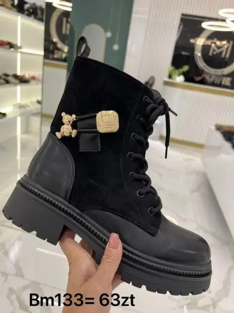 Botki na płaskim (36-41, 12par) BM133 BLACK
