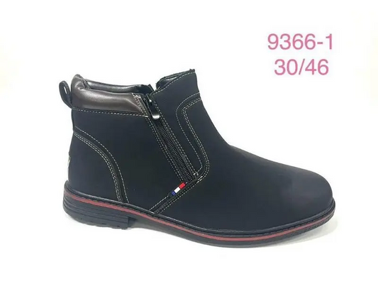 Botki męskie-OCIEPLANE (40-46, 12par) 9366-1 BLACK