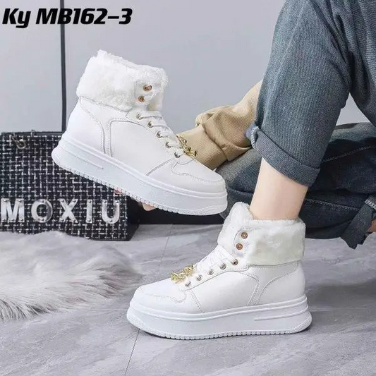 Botki damskie ocieplane KYMB162-3 WHITE