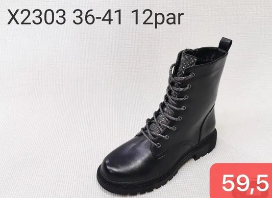 Botki na płaskim (36-41, 12par) X2303 BLACK