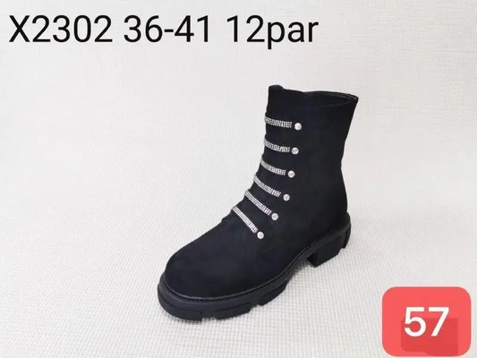 Botki na płaskim (36-41, 12par) X2302 BLACK