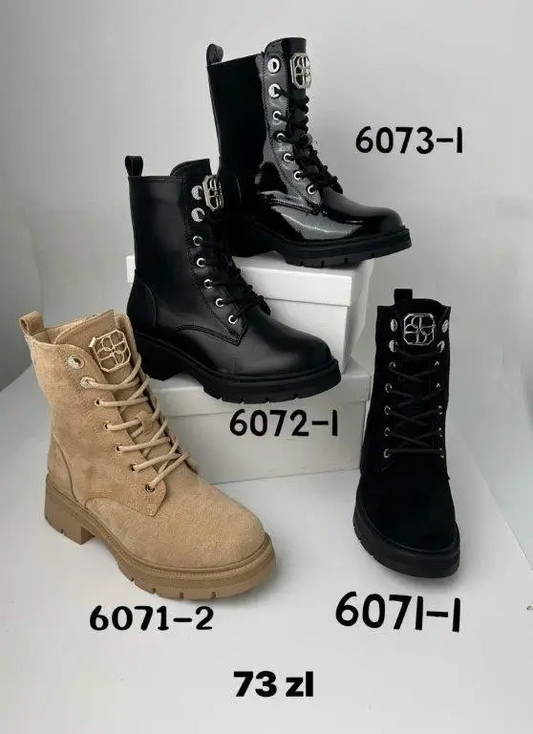Botki na płaskim (36-41, 12par) 6071 6072 6073