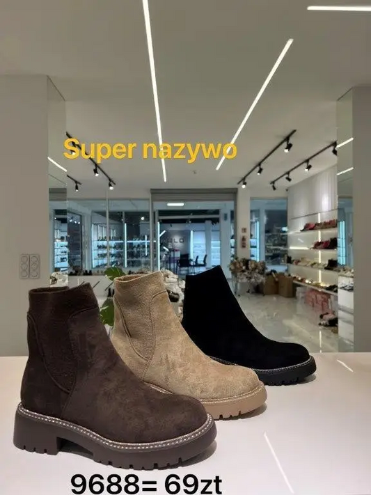 Botki na płaskim (36-41, 12par) 9688