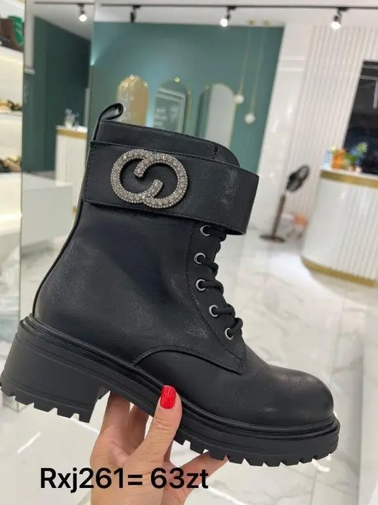 Botki na płaskim (36-41, 12par) Rxj261 BLACK