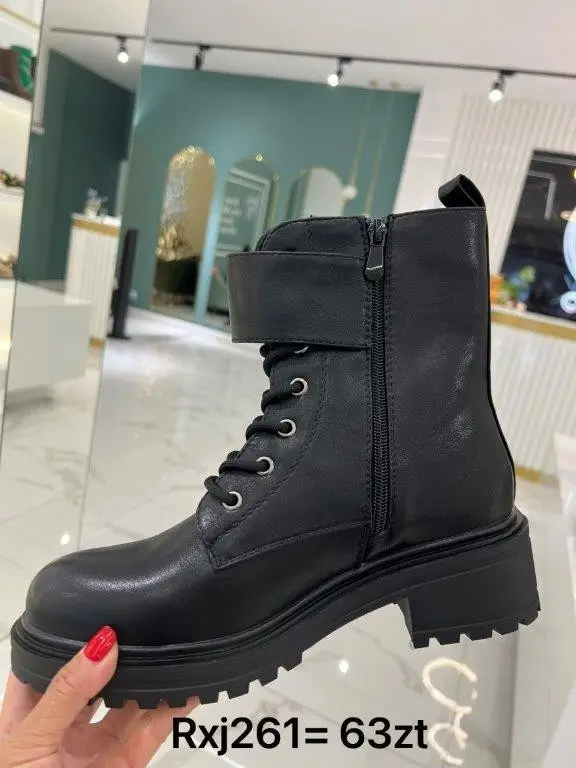 Botki na płaskim (36-41, 12par) Rxj261 BLACK