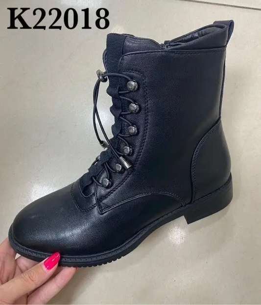 Botki na płaskim damskie (36-41, 12par) K22018 BLACK