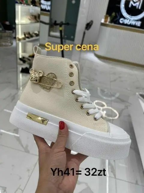 Trampki wiążane damskie (36-41, 12par) Yh41 BEIGE