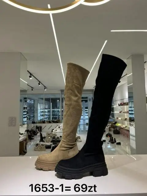 Kozaki na płaskim (36-41, 12par) 1653-1 BLACK KHAKI