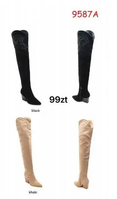 Kozaki na obcasie (36-41, 12par) 9587A BLACK KHAKI