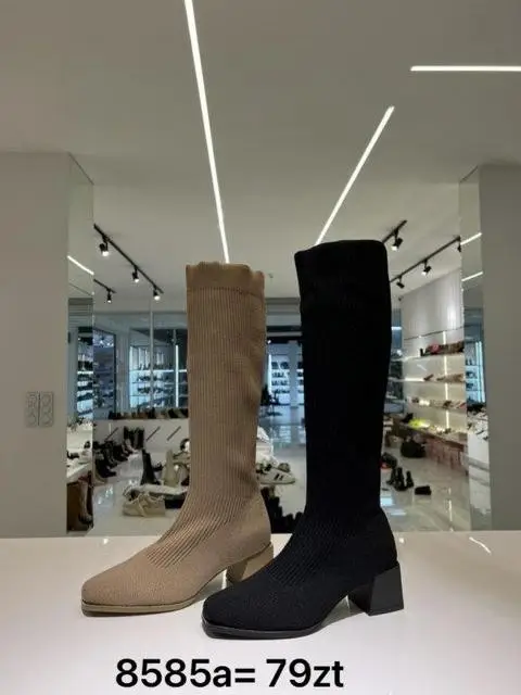 Kozaki na obcasie (36-41, 12par) 8585A BLACK KHAKI