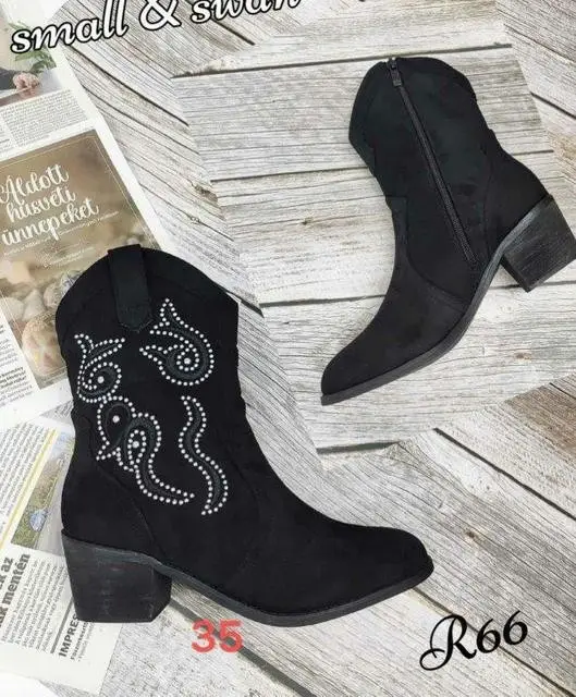 Botki na obcasie (36-41, 12par) R66 BLACK