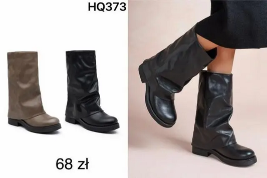 Botki na płaskim (36-41, 12par) HQ373 BLACK BROWN