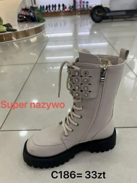 Botki na płaskim (36-41, 12par) C186 BEIGE