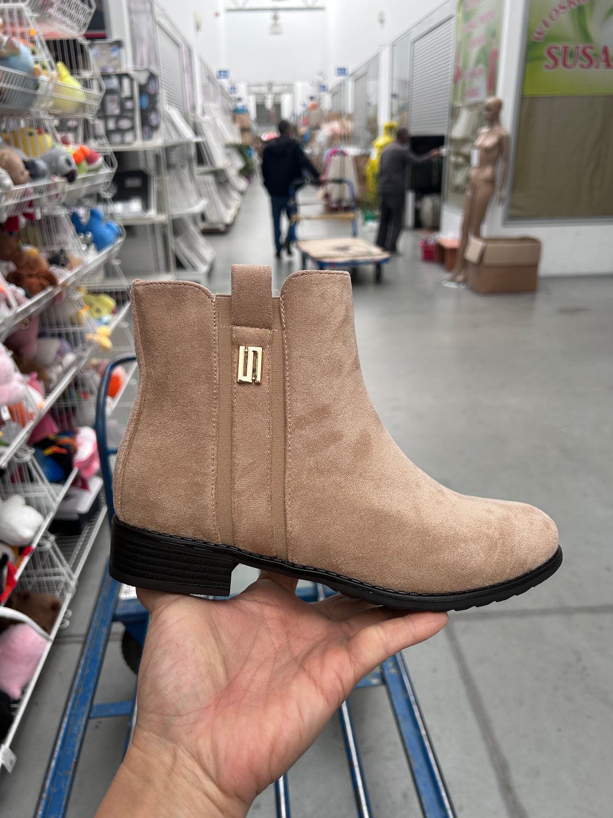 Botki na płaskim (36-41, 12par) H2178C KHAKI